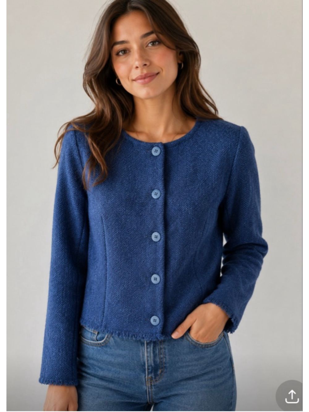 Ralph Lauren Black Label Cashmere/Alpaca Frayed Edge Blazer